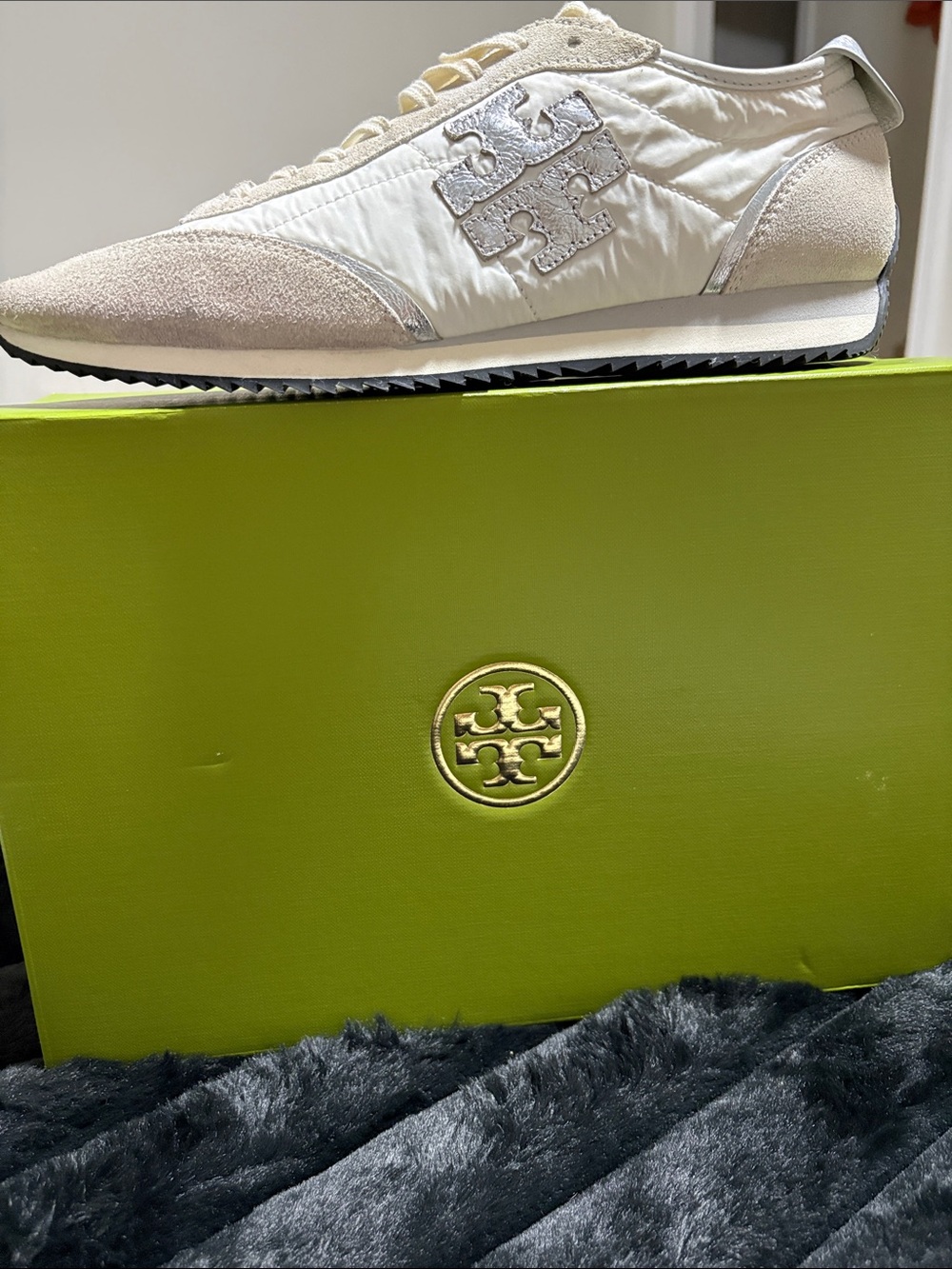 Tory Burch Cream Suede & Nylon Low-Top Sneakers - Picture 2 of 9